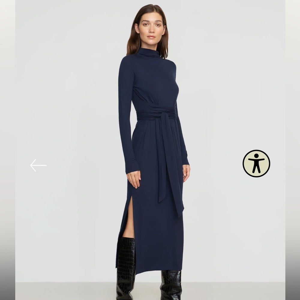 Modern Citizen Vero Long Sleeve Tie-Waist Dress - Navy